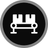 Conveyor belt icon on black background.